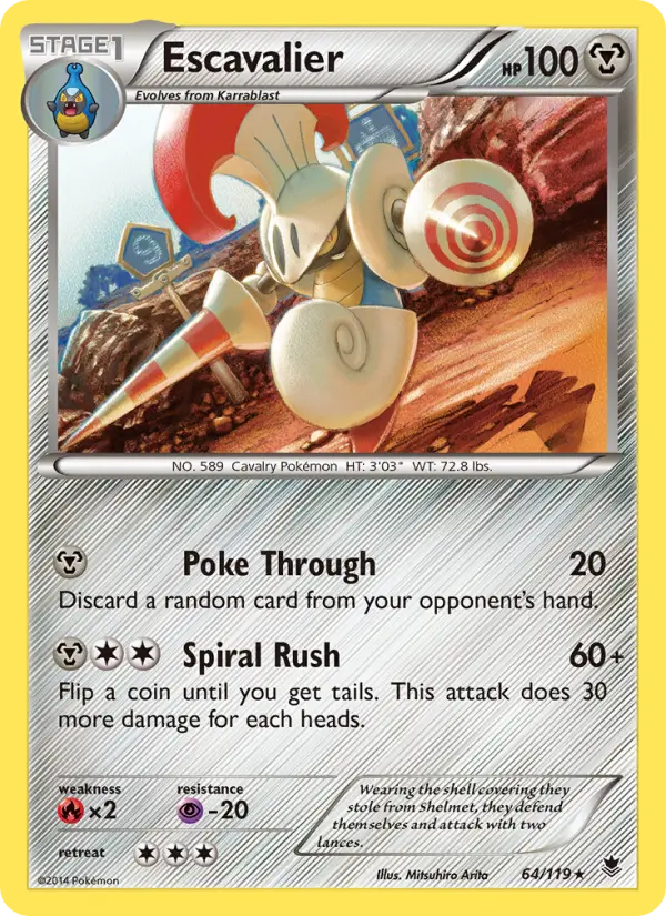 Escavalier Rare Pokemon card #64 from Phantom Forces