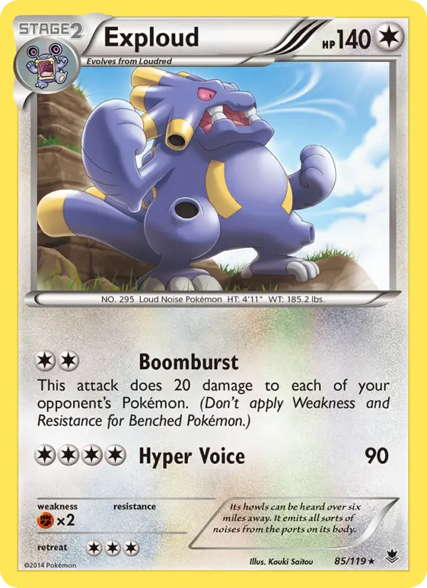 Exploud Rare Pokemon card #85 from Phantom Forces