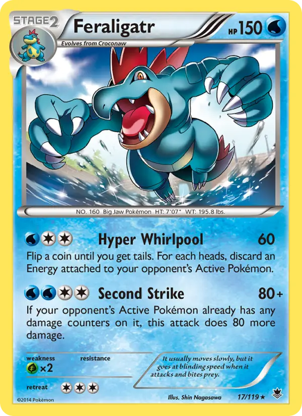 Feraligatr Rare Pokemon card #17 from Phantom Forces