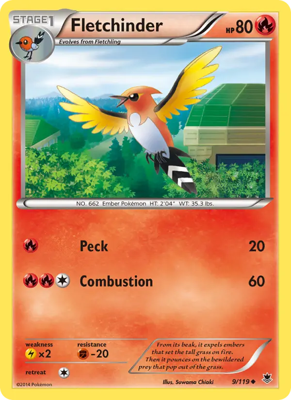 Fletchinder Uncommon Pokemon card #9 from Phantom Forces
