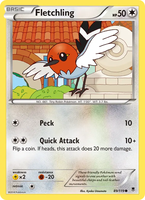 Fletchling Common Pokemon card #89 from Phantom Forces