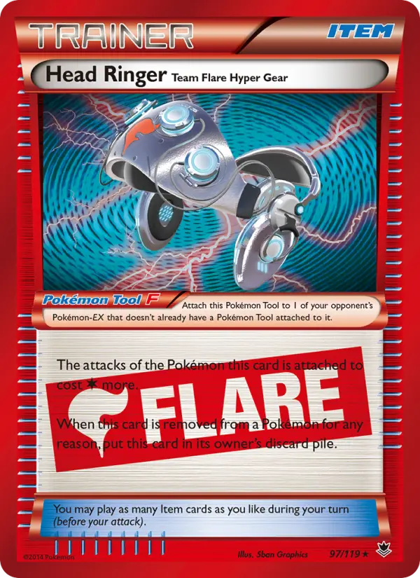 Head Ringer Team Flare Hyper Gear Rare Pokemon card #97 from Phantom Forces