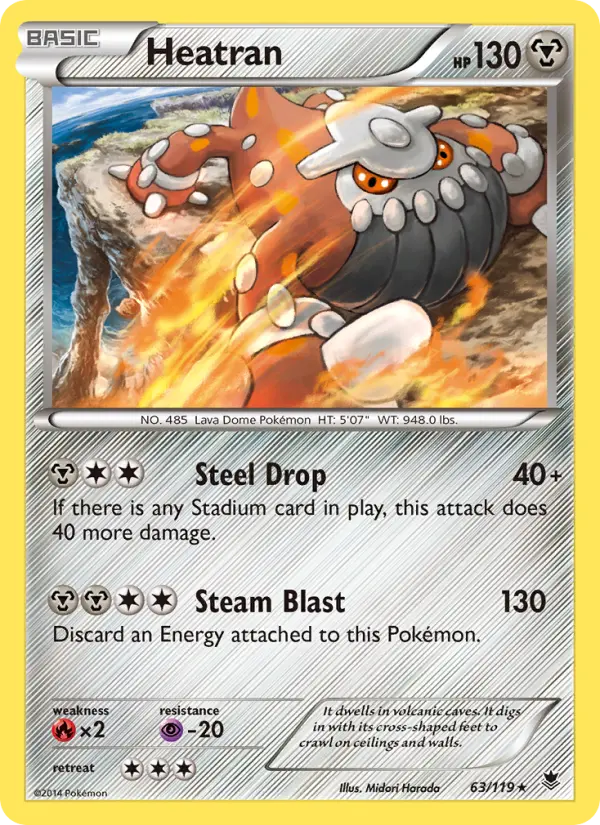 Heatran Rare Pokemon card #63 from Phantom Forces