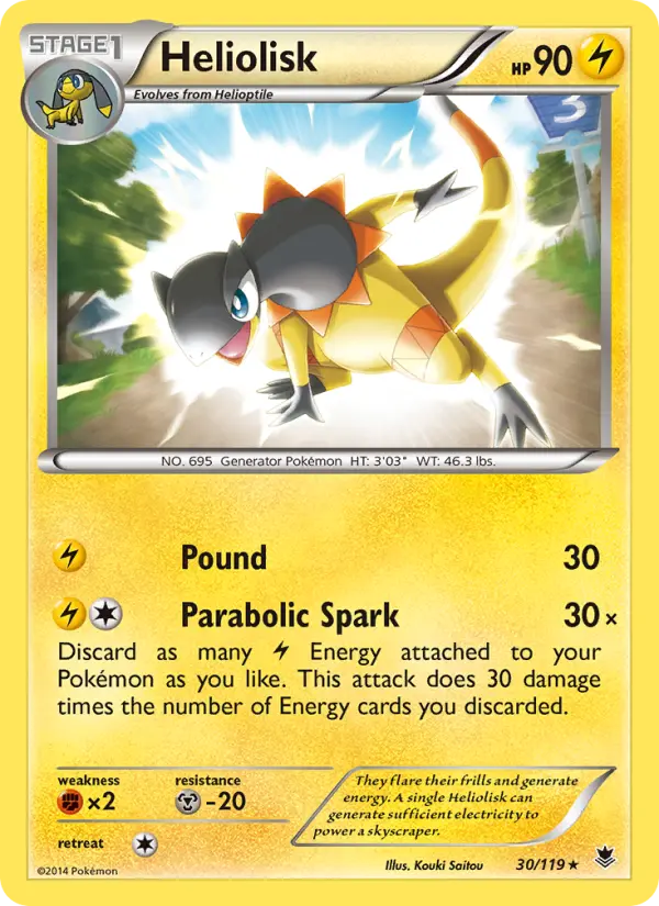 Heliolisk Rare Pokemon card #30 from Phantom Forces
