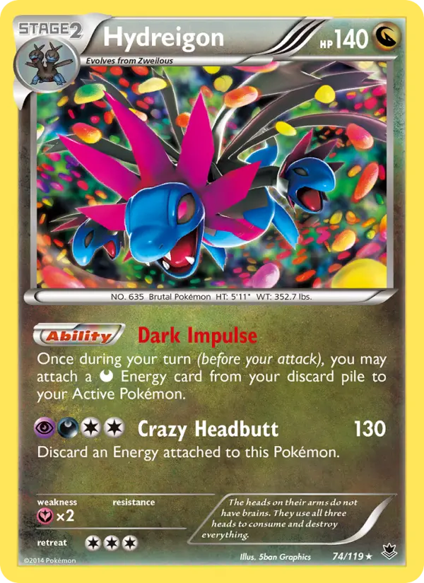 Hydreigon Rare Pokemon card #74 from Phantom Forces