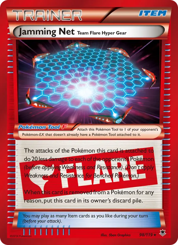 Jamming Net Team Flare Hyper Gear Rare Pokemon card #98 from Phantom Forces
