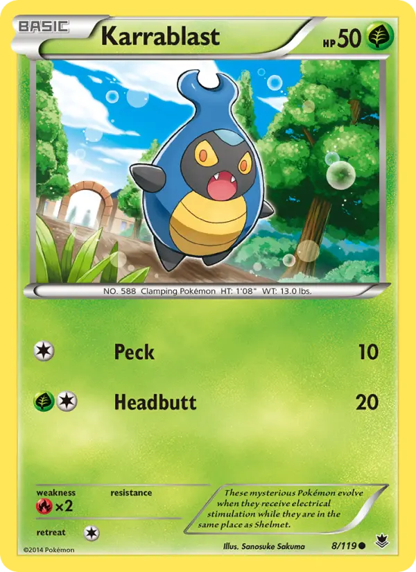 Karrablast Common Pokemon card #8 from Phantom Forces