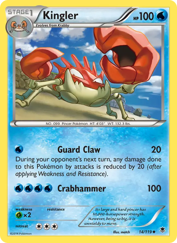 Kingler Uncommon Pokemon card #14 from Phantom Forces