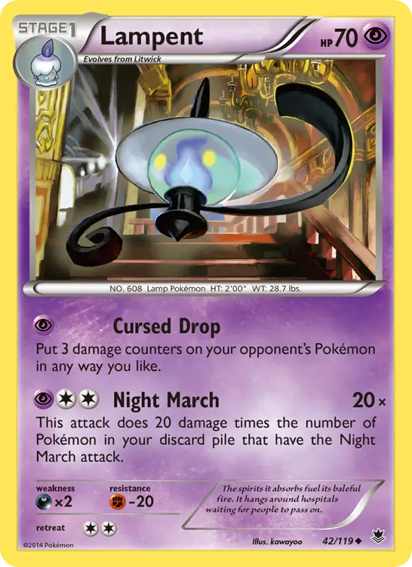 Lampent Uncommon Pokemon card #42 from Phantom Forces