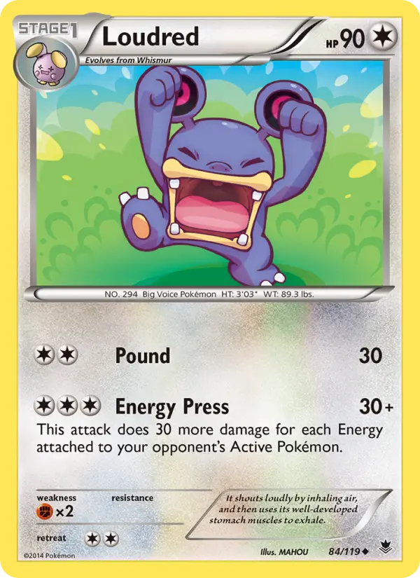 Loudred Uncommon Pokemon card #84 from Phantom Forces