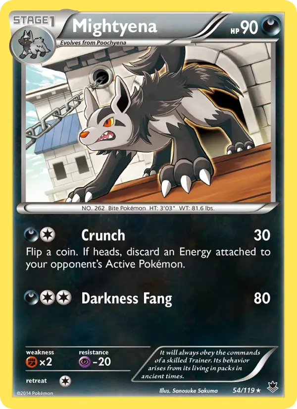Mightyena Rare Pokemon card #54 from Phantom Forces