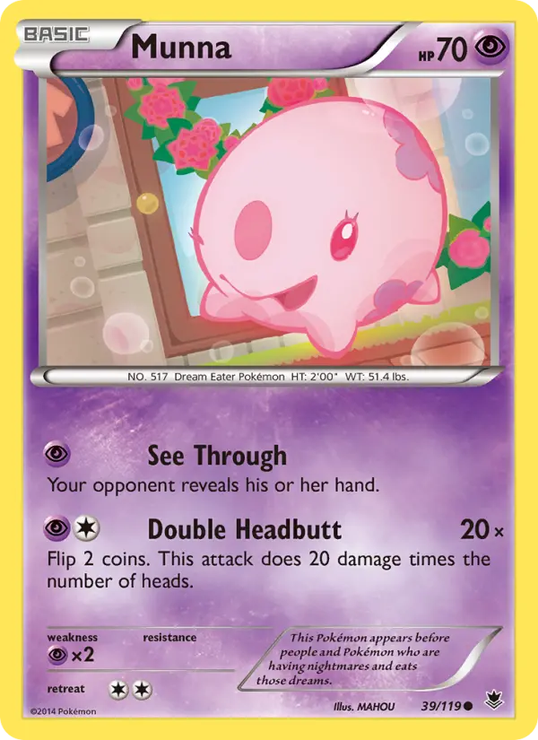 Munna Common Pokemon card #39 from Phantom Forces