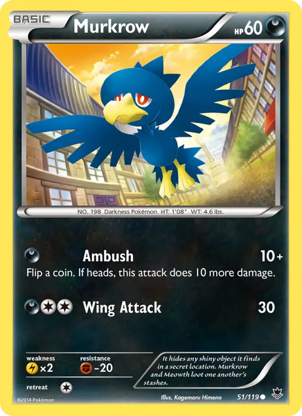 Murkrow Common Pokemon card #51 from Phantom Forces