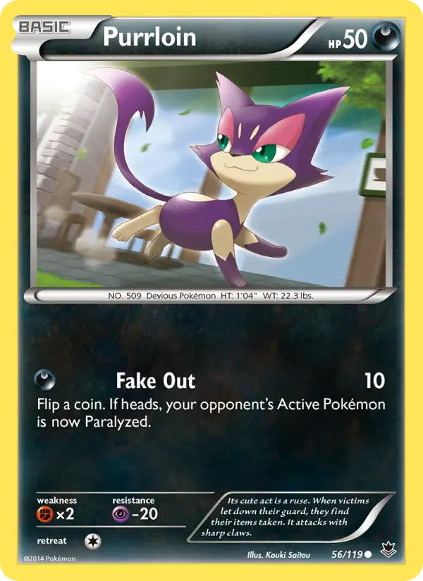 Purrloin Common Pokemon card #56 from Phantom Forces