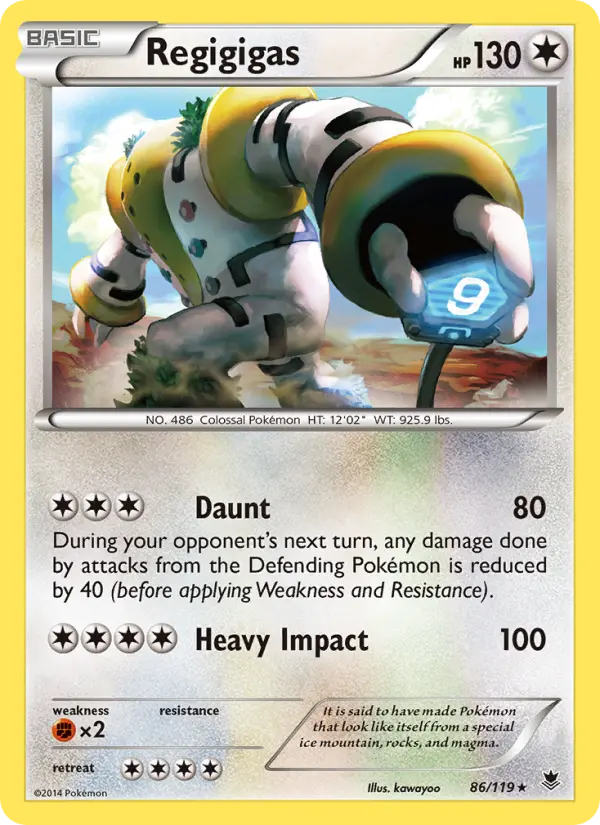 Regigigas Rare Pokemon card #86 from Phantom Forces