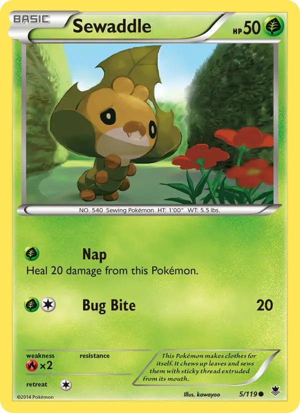 Sewaddle Common Pokemon card #5 from Phantom Forces