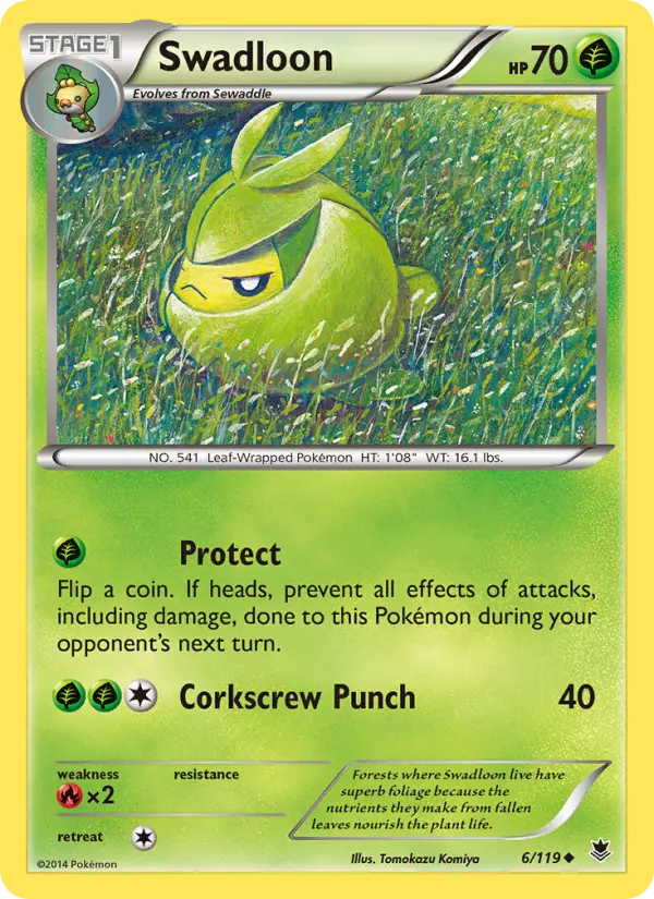 Swadloon Uncommon Pokemon card #6 from Phantom Forces