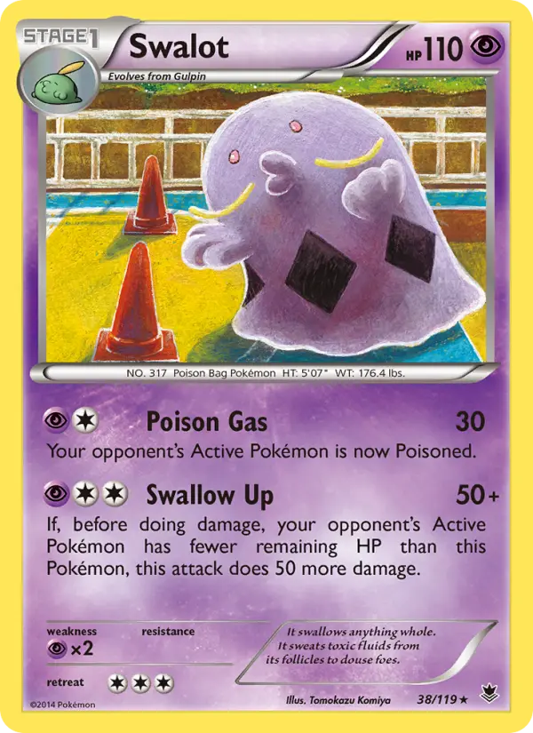 Swalot Rare Pokemon card #38 from Phantom Forces