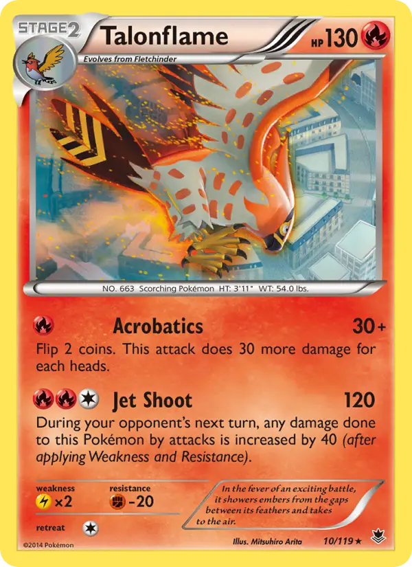 Talonflame Rare Pokemon card #10 from Phantom Forces