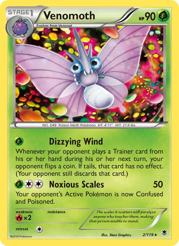 Venomoth Rare Pokemon card #2 from Phantom Forces