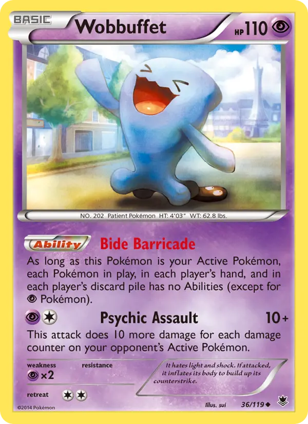 Wobbuffet Uncommon Pokemon card #36 from Phantom Forces