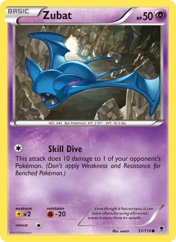 Zubat Common Pokemon card #31 from Phantom Forces