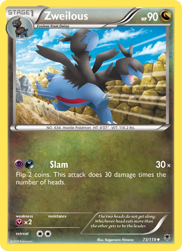 Zweilous Uncommon Pokemon card #73 from Phantom Forces