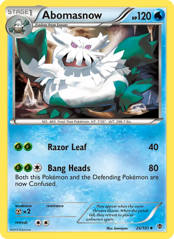 Abomasnow Uncommon Pokemon card #26 from Plasma Blast