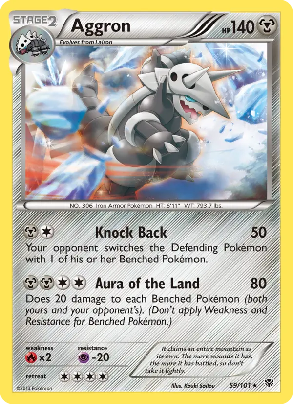 Aggron Rare Pokemon card #59 from Plasma Blast