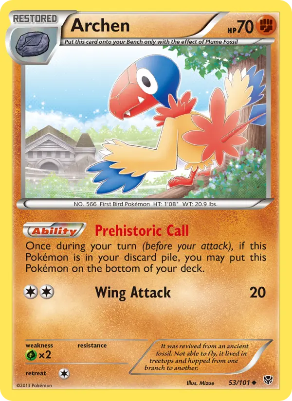 Archen Uncommon Pokemon card #53 from Plasma Blast