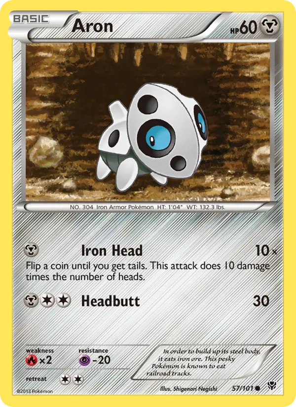 Aron Common Pokemon card #57 from Plasma Blast