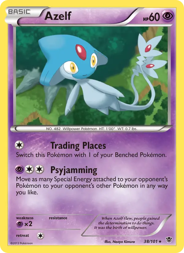 Azelf Rare Pokemon card #38 from Plasma Blast