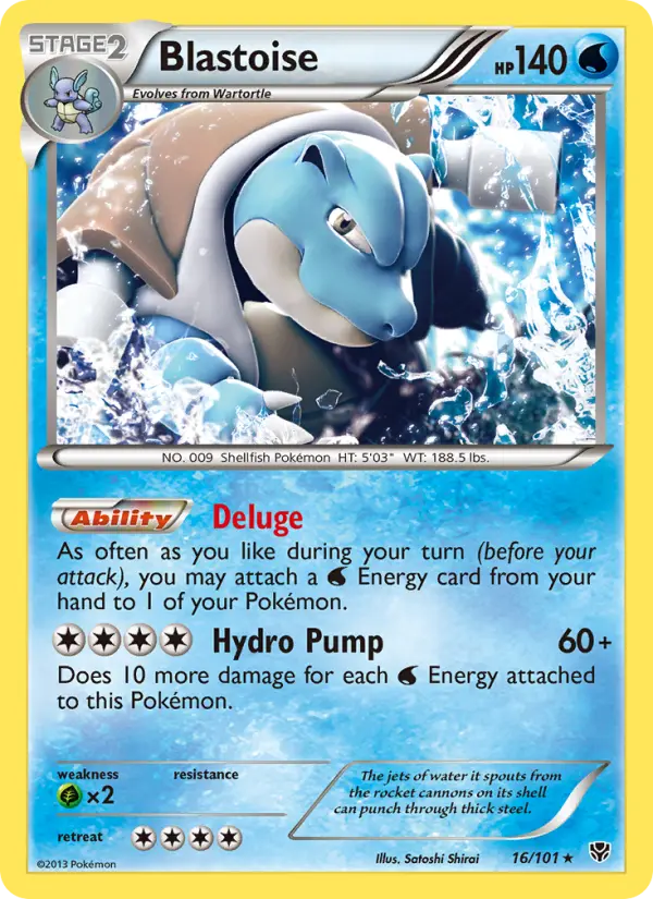 Blastoise Rare Pokemon card #16 from Plasma Blast