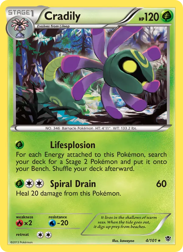 Cradily Rare Pokemon card #4 from Plasma Blast