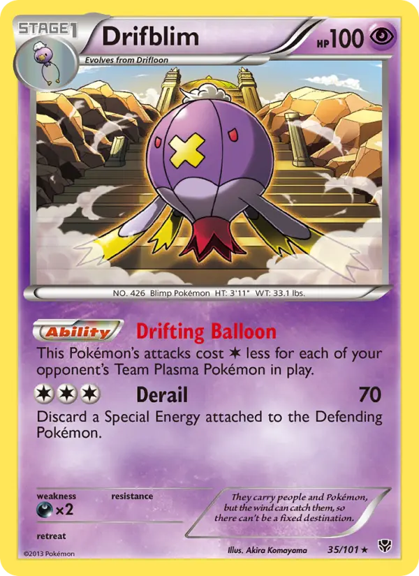 Drifblim Rare Pokemon card #35 from Plasma Blast