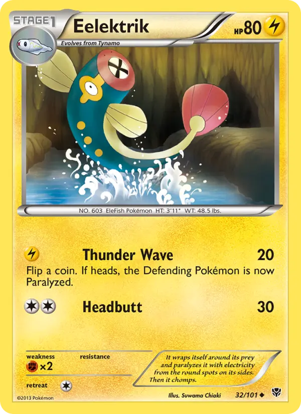Eelektrik Uncommon Pokemon card #32 from Plasma Blast