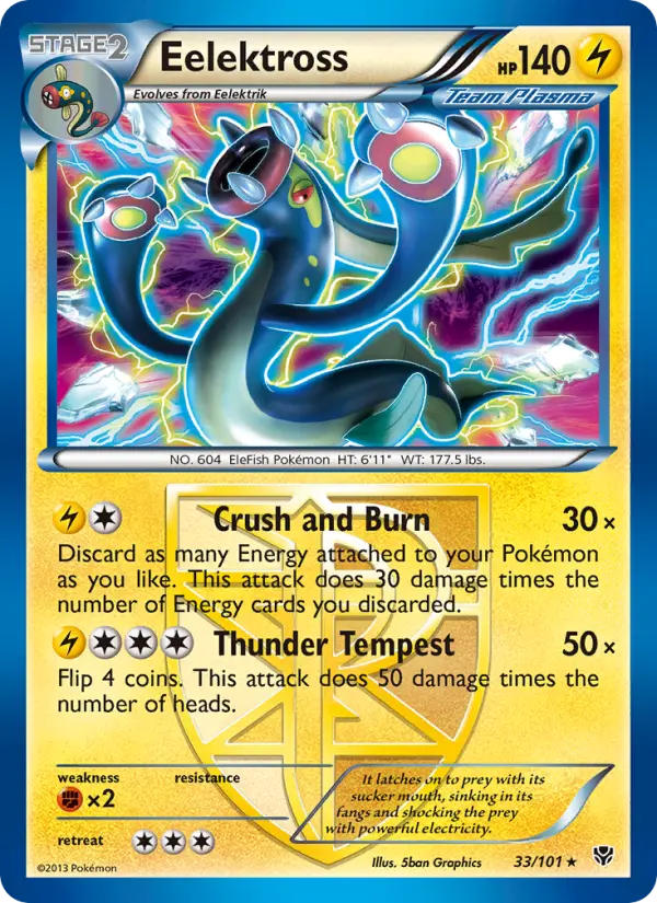 Eelektross Rare Pokemon card #33 from Plasma Blast