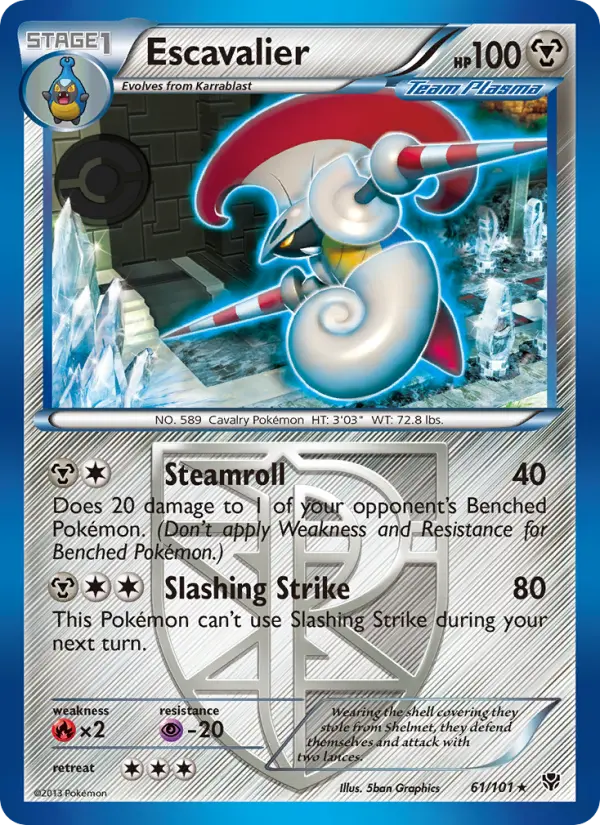 Escavalier Rare Pokemon card #61 from Plasma Blast