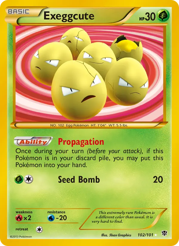 Exeggcute Secret Rare Pokemon card #102 from Plasma Blast