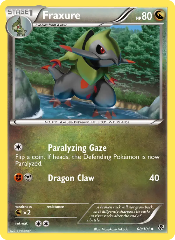 Fraxure Uncommon Pokemon card #68 from Plasma Blast