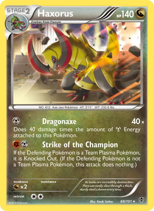 Haxorus Rare Pokemon card #69 from Plasma Blast