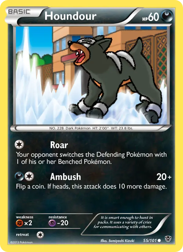 Houndour Common Pokemon card #55 from Plasma Blast