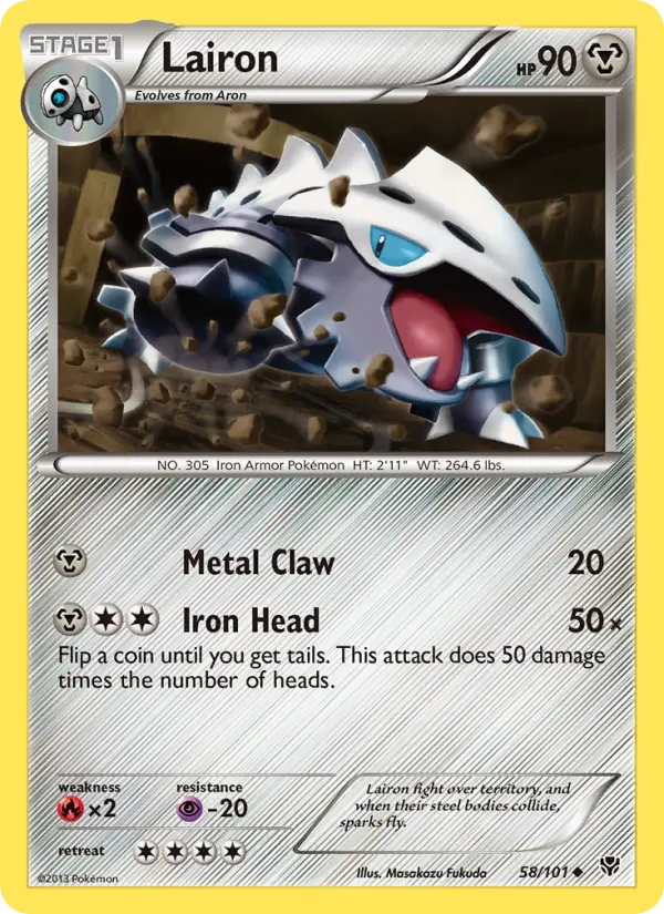 Lairon Uncommon Pokemon card #58 from Plasma Blast