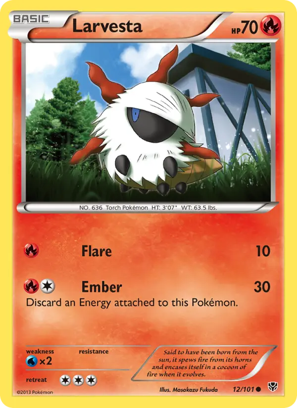 Larvesta Common Pokemon card #12 from Plasma Blast