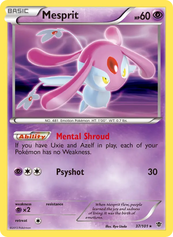 Mesprit Rare Pokemon card #37 from Plasma Blast