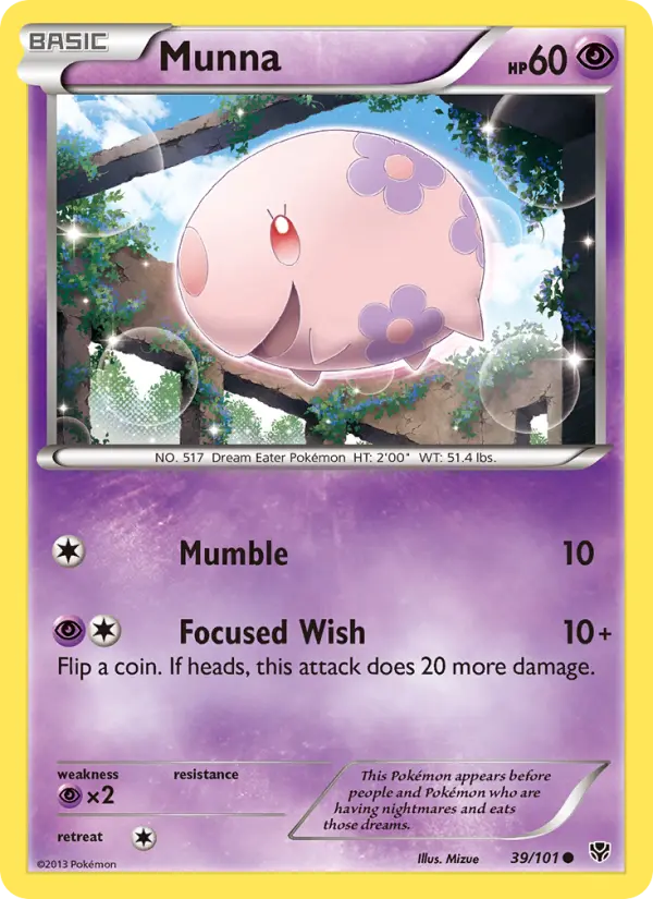 Munna Common Pokemon card #39 from Plasma Blast