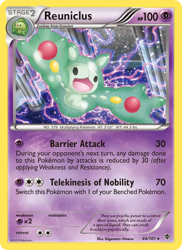 Reuniclus Rare Pokemon card #44 from Plasma Blast