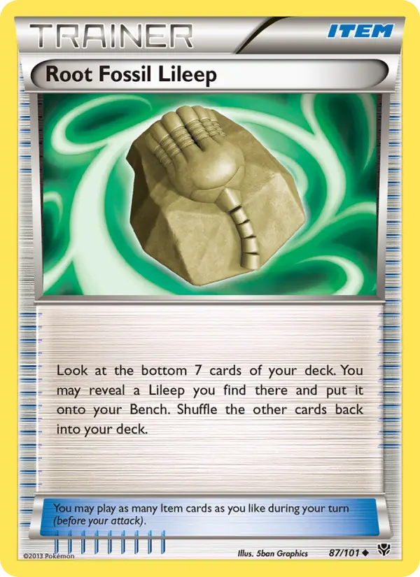 Root Fossil Lileep Uncommon Pokemon card #87 from Plasma Blast