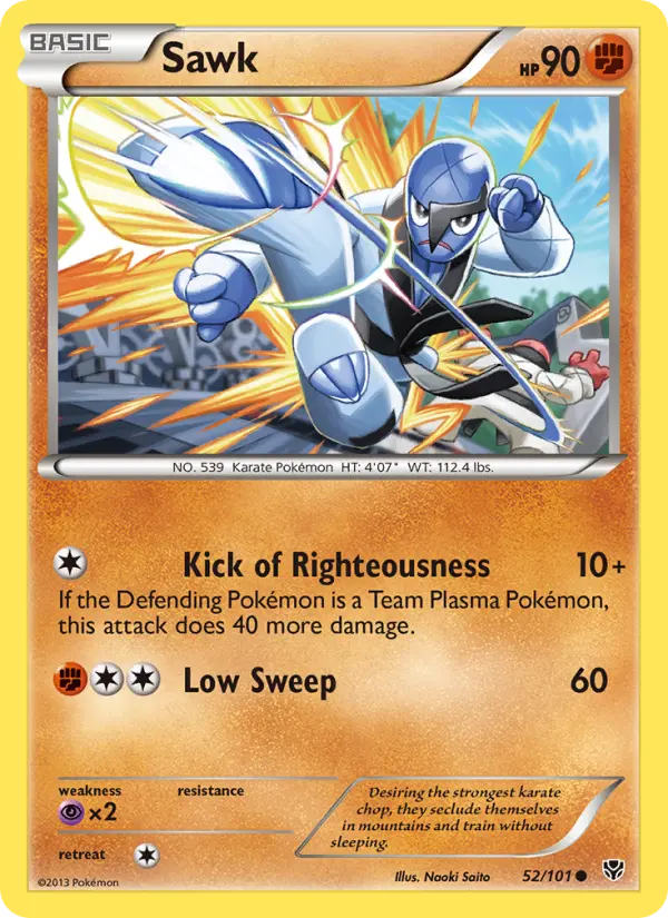 Sawk Common Pokemon card #52 from Plasma Blast