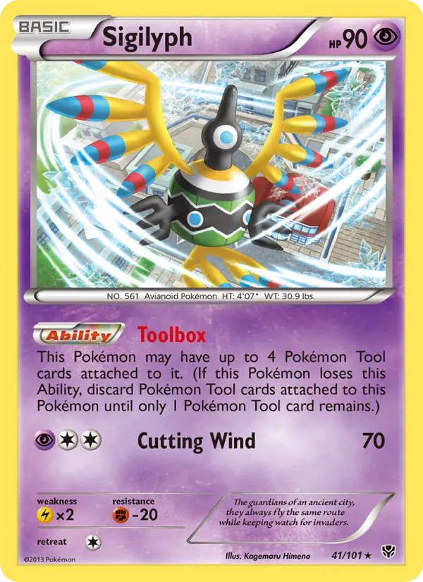 Sigilyph Rare Pokemon card #41 from Plasma Blast